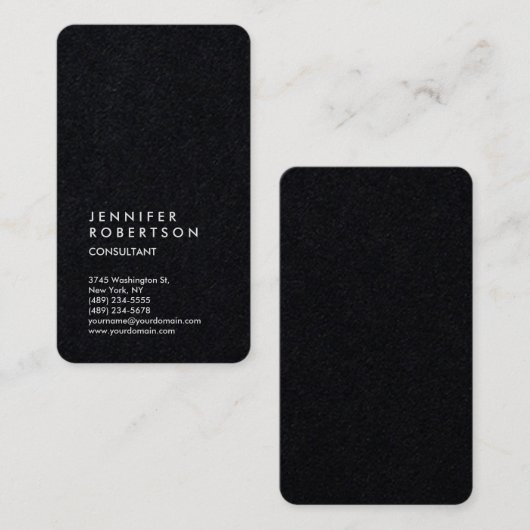 Vertical Premium Black Trendy Consultant Visitekaartje (Voorkant / Achterkant)