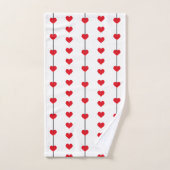 Vertical Red Heart Columns on White Bad Handdoek (Handdoek)