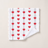 Vertical Red Heart Columns on White Bad Handdoek (Wasdoekje)