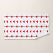 Vertical Red Heart Columns on White Bad Handdoek (Handdoek)