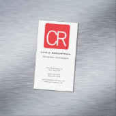Vertical Red Stripe White Professional Plain Magnetisch Visitekaartje (Voorbeeld)