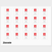 Vertical Red Stripe White Professional Plain Vierkante Sticker (Vel)