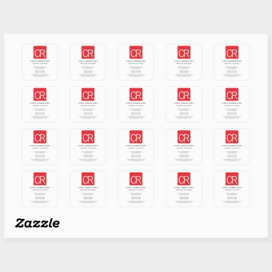 Vertical Red Stripe White Professional Plain Vierkante Sticker (Vel)