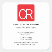 Vertical Red Stripe White Professional Plain Vierkante Sticker (Voorkant)