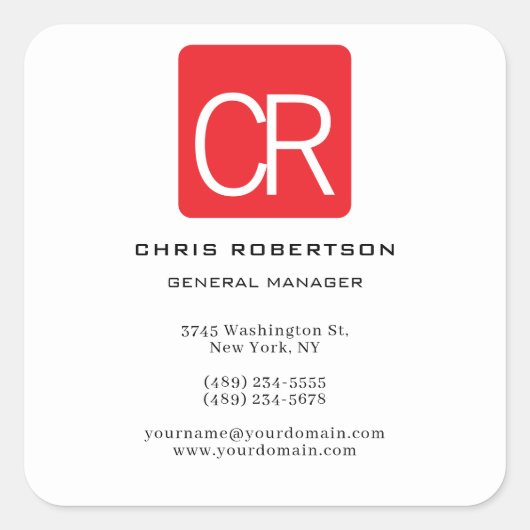 Vertical Red Stripe White Professional Plain Vierkante Sticker (Voorkant)