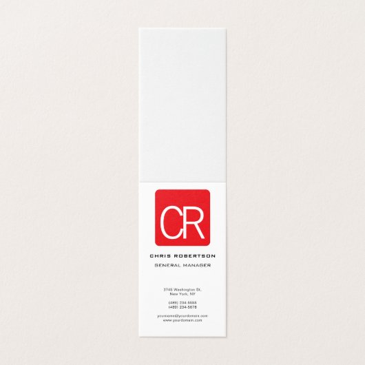 Vertical Red Stripe White Professional Plain Visitekaartje (Buitenkant ongevouwen)