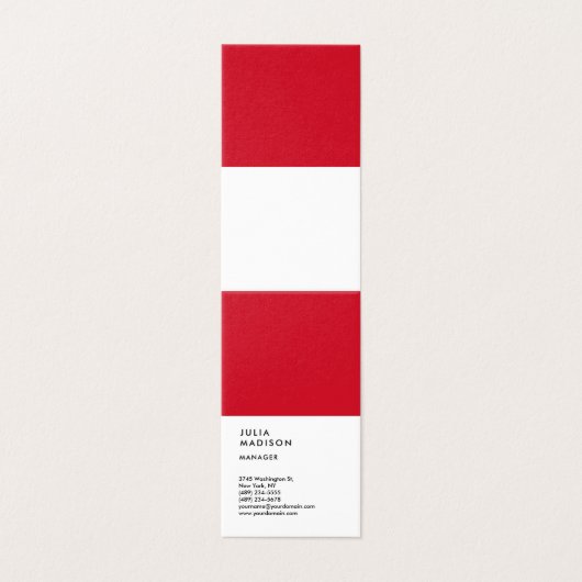 Vertical Red White Trendy Manager Consultant Visitekaartje (Buitenkant ongevouwen)