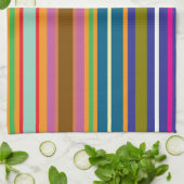 Vertical Retro Stripes Colorful Theedoek (Gevouwen)