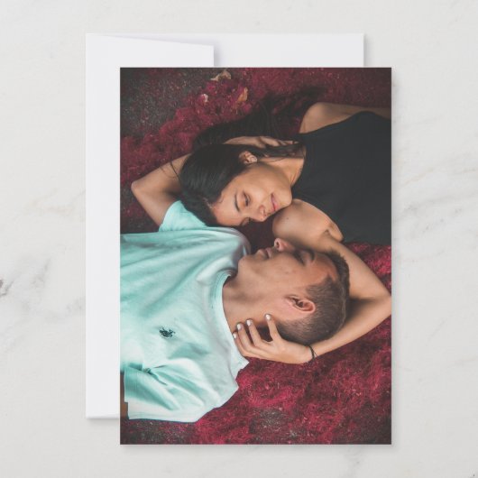 Vertical Save the date card with Back photo (Achterkant)