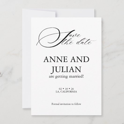 Vertical Save the date card with Back photo (Voorkant)
