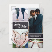 Vertical Save the Date Multi-foto-collage op maat Aankondigingskaart (Voorkant / Achterkant)