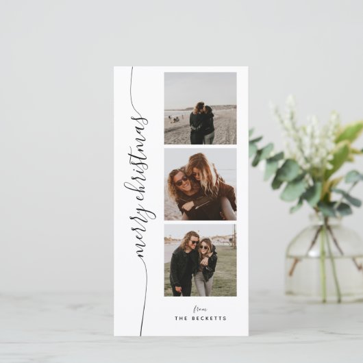 Vertical Script Photo Strip Feestdagenkaart (Staand voorkant)