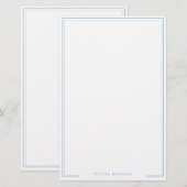 Vertical Simple Dusty Blue Border Name Stationery Briefpapier (Voorkant / Achterkant)