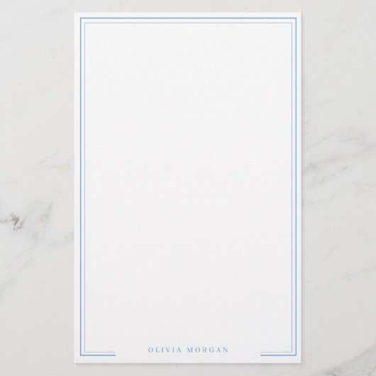 Vertical Simple Dusty Blue Border Name Stationery Briefpapier (Voorkant)