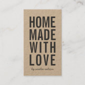 Vertical Simple Rustic Homemade With Love Kraft Visitekaartje (Voorkant)