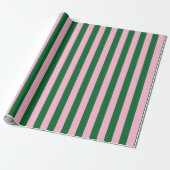 Vertical Stripe Pattern in Pink and Green Cadeaupapier (Uitgerold)