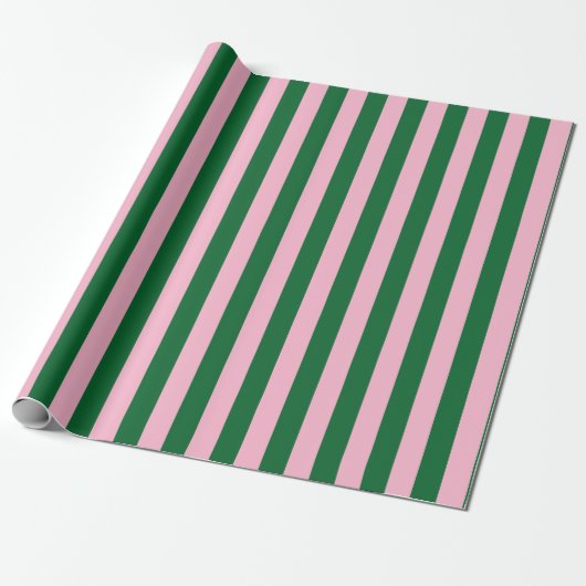 Vertical Stripe Pattern in Pink and Green Cadeaupapier (Uitgerold)