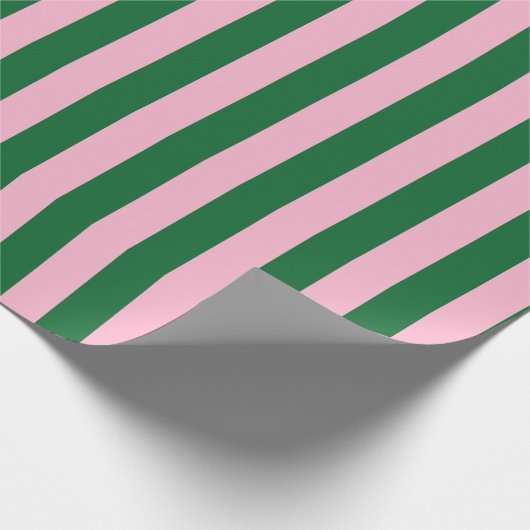 Vertical Stripe Pattern in Pink and Green Cadeaupapier (Hoek)