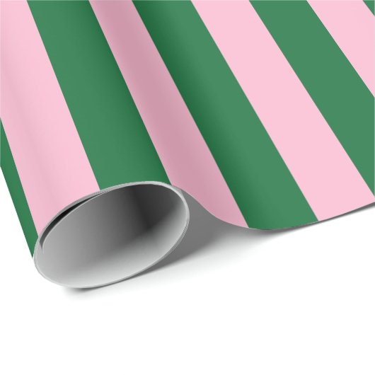 Vertical Stripe Pattern in Pink and Green Cadeaupapier (Rol Hoek)