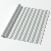 Vertical Stripe Pattern Light Blue-Gray and Cream Cadeaupapier (Uitgerold)