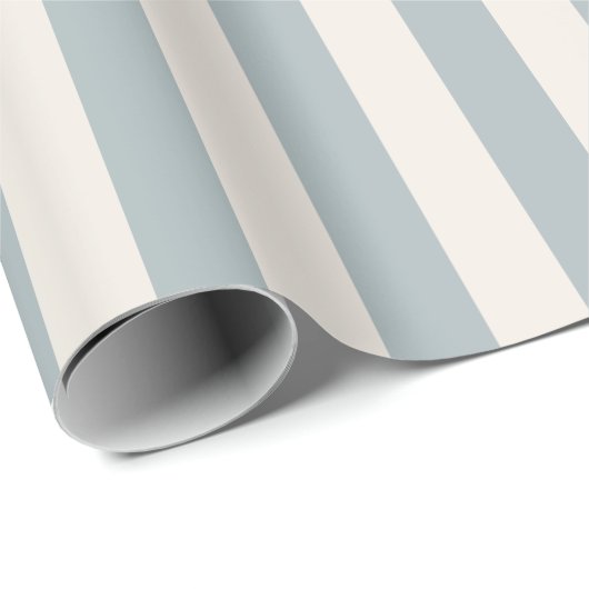 Vertical Stripe Pattern Light Blue-Gray and Cream Cadeaupapier (Rol Hoek)