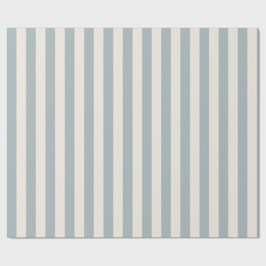 Vertical Stripe Pattern Light Blue-Gray and Cream Cadeaupapier (Vlak)