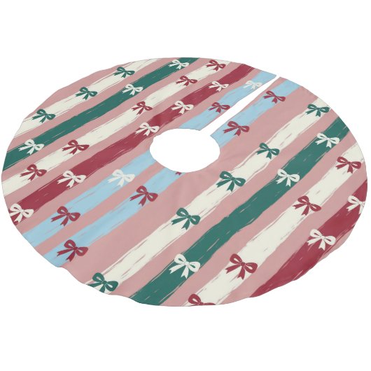 Vertical Stripes & Bows in Holiday Pastels Kerstboom Rok (Gekanteld)