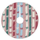 Vertical Stripes & Bows in Holiday Pastels Kerstboom Rok (Voorkant)