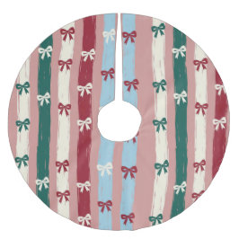 Vertical Stripes & Bows in Holiday Pastels Kerstboom Rok