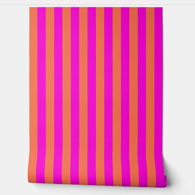 Vertical Stripes Pink and Orange Behang (Afrollen)