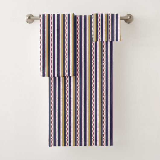 Vertical stripes towel set with a pattern of navy bad handdoek