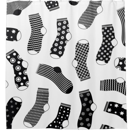 Vertical texture of striped and polka dot socks. B Douchegordijn (Voorkant)