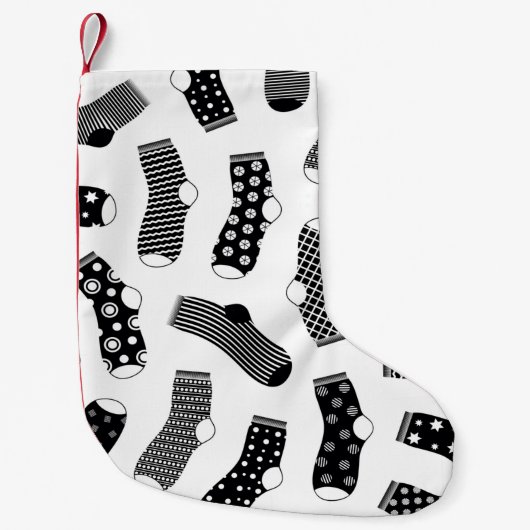 Vertical texture of striped and polka dot socks. B Kleine Kerstsok (Voorkant)