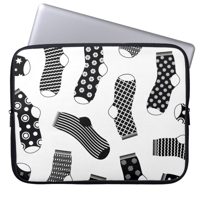 Vertical texture of striped and polka dot socks. B Laptop Sleeve (Voorkant)