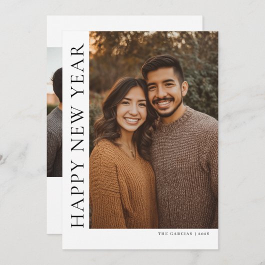 Vertical Type New Year Photo Feestdagenkaart (Voorkant / Achterkant)