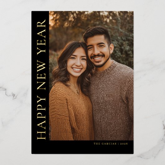Vertical Type New Year Photo Folie Feestdagenkaart (Voorkant)