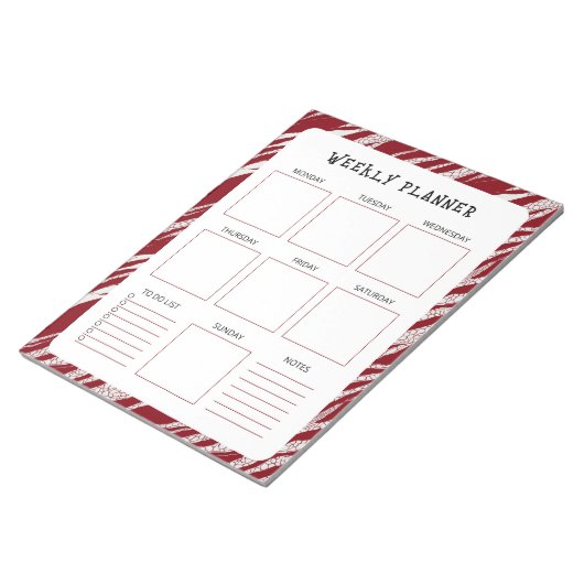 Vertical Undated Weekly Planner with Red Border Notitieblok (Schuin)