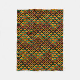 Vertical Zwart, Groen, Rood, Geel Kente Doek Fleece Deken