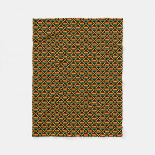 Vertical Zwart, Groen, Rood, Geel Kente Doek Fleece Deken