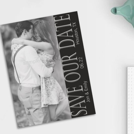 Vertical Zwart & Wit Save the Date 13 x 18 cm Aankondiging