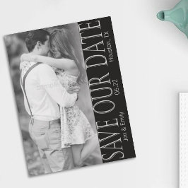 Vertical Zwart & Wit Save the Date 5 x 7 Aankondiging