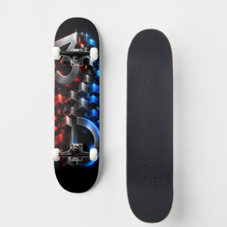 Verticale 3D-fusie | Futuristische kubuslogo Persoonlijk Skateboard