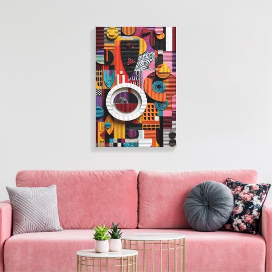 Verticale 3D geometrische collagekunst Canvas Afdruk (Insitu (Woonkamer))