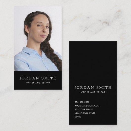 Verticale aangepaste foto modern professioneel zwa visitekaartje (Voorkant / Achterkant)