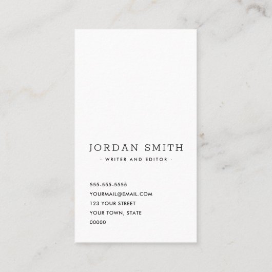 Verticale aangepaste foto moderne, minimale profes visitekaartje (Achterkant)