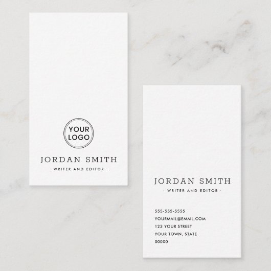 Verticale aangepaste logo moderne minimale profess visitekaartje (Voorkant / Achterkant)