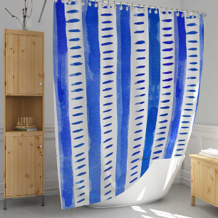 Verticale abstracte waterverven - blauw douchegordijn