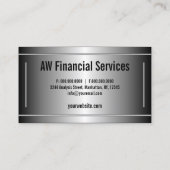 Verticale accountant voor zwarte en zilveren stave visitekaartje (Achterkant)