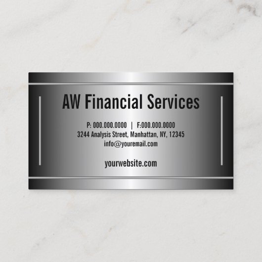 Verticale accountant voor zwarte en zilveren stave visitekaartje (Achterkant)