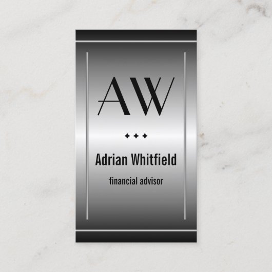 Verticale accountant voor zwarte en zilveren stave visitekaartje (Voorkant)